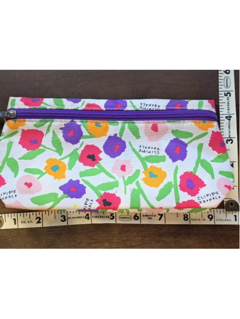 Women's Clinique Cosmetic Bags & Cases One Size White Purple Floral Set of 3